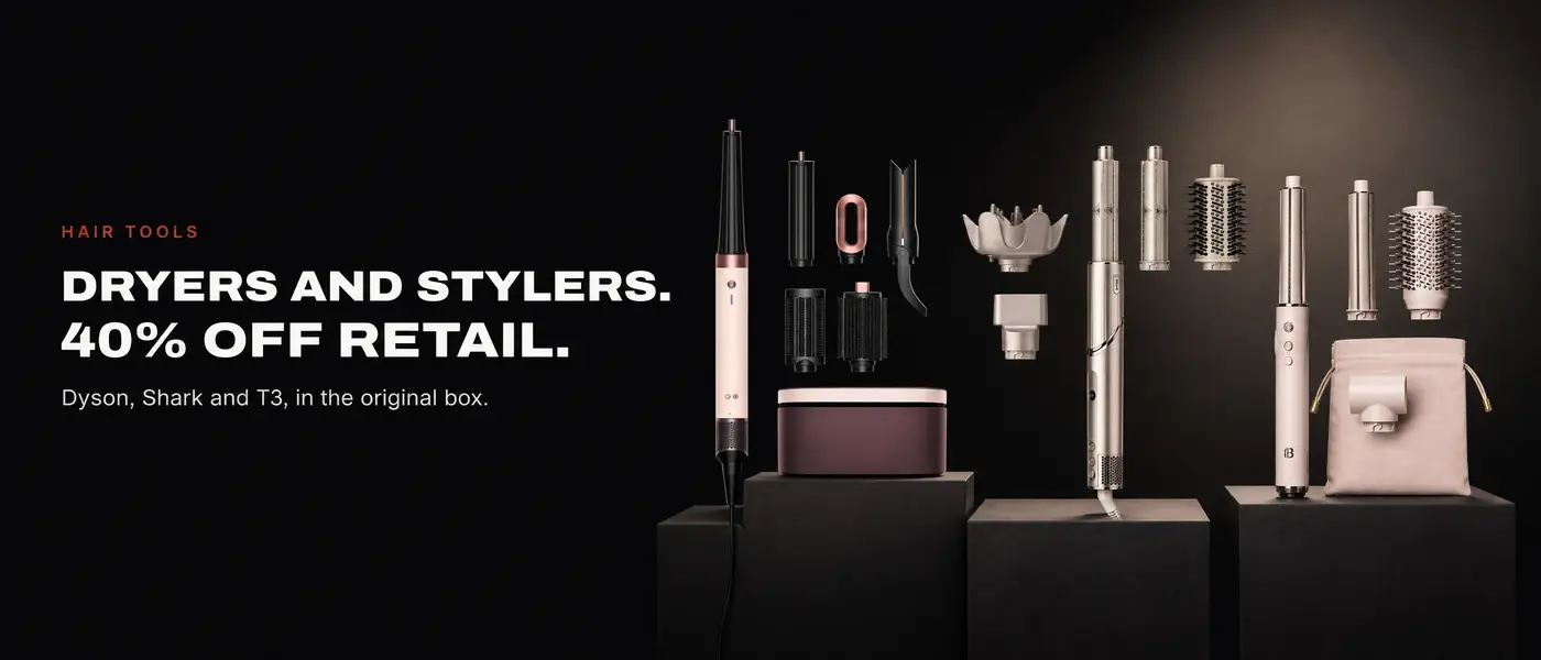 HAIR TOOLS. DRYERS AND STYLERS. 40% OFF RETAIL. Dyson, Shark and T3, in the original box.