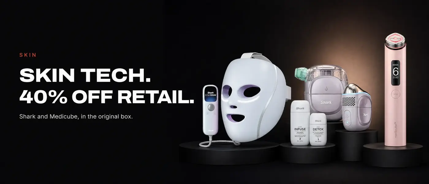 SKIN. SKIN TECH. 40% OFF RETAIL. Shark and Medicube, in the original box.