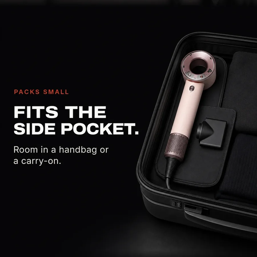 Packs small: it fits the side pocket of a carry-on, or a handbag.