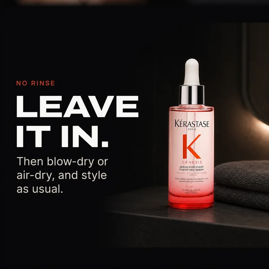 No rinse: leave it in, then blow-dry or air-dry and style as usual.