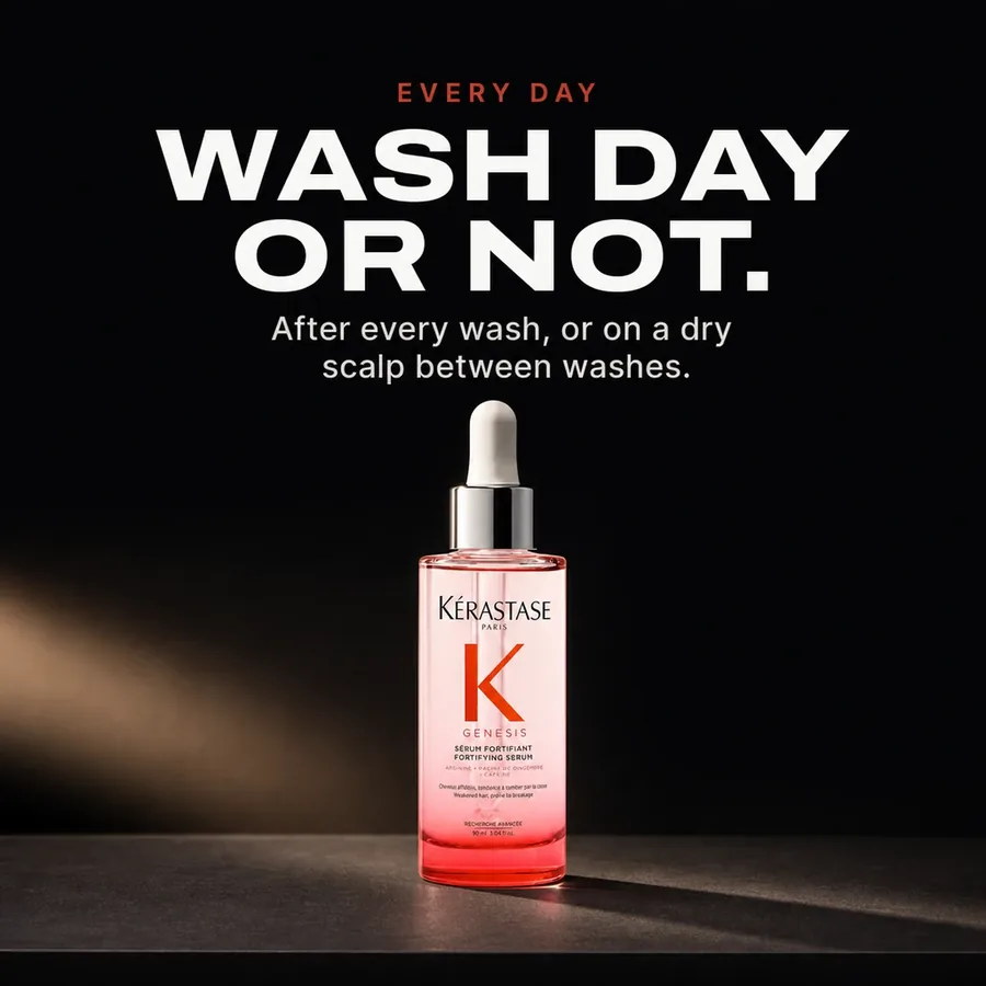 Every day: after every wash, or on a dry scalp between washes.