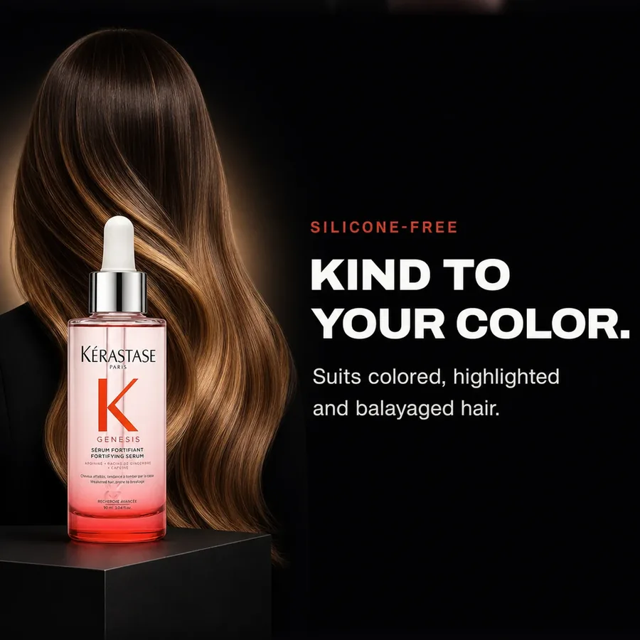 Silicone-free and kind to your color: it suits colored, highlighted and balayaged hair.