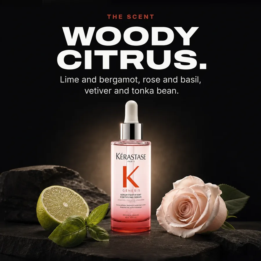 The scent: woody citrus, with lime and bergamot, rose and basil, vetiver and tonka bean.