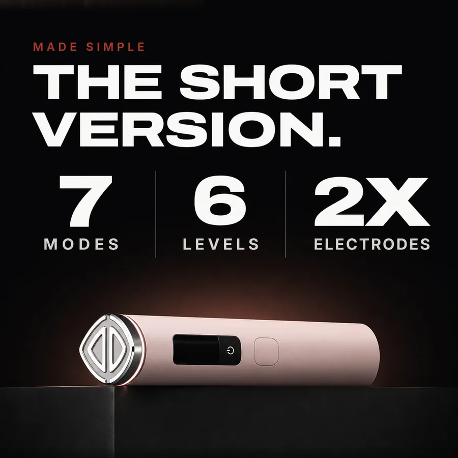 Made simple: 7 modes, 6 intensity levels and twice the electrodes.