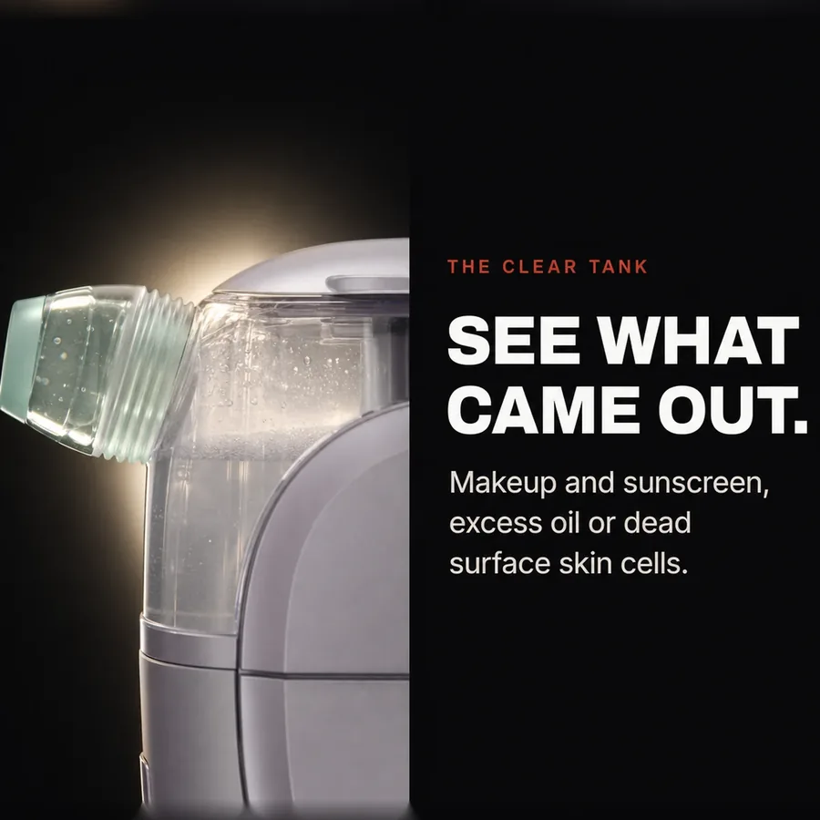 The clear tank: see what came out, from makeup and sunscreen to excess oil or dead surface skin cells.