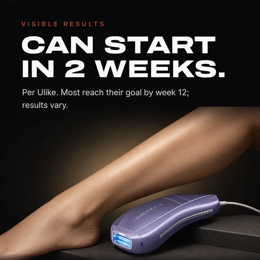 Visible results: Ulike says hair reduction can start in as little as two weeks; most reach their goal by week 12.