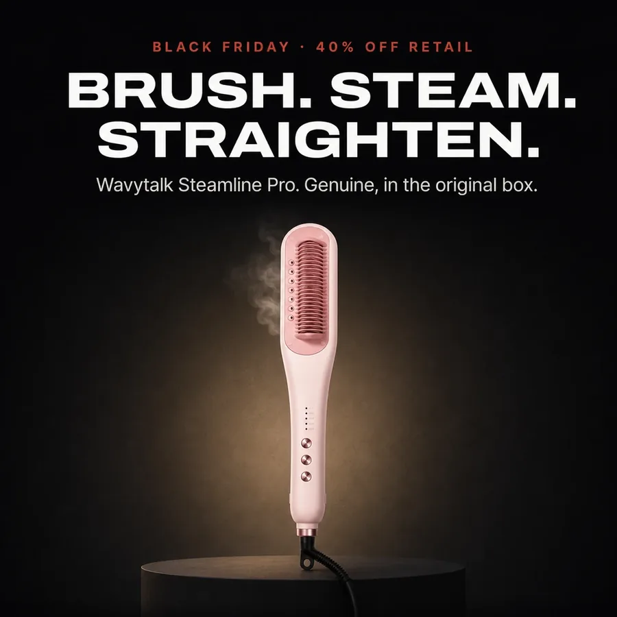 Black Friday, 40% off retail. Brush, steam, straighten: Wavytalk Steamline Pro, genuine, in the original box.